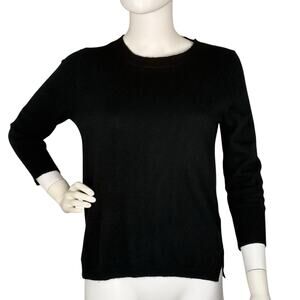 J.Crew 100% Cashmere Sweater Pullover 3/4 Sleeve Black Old Money Size S